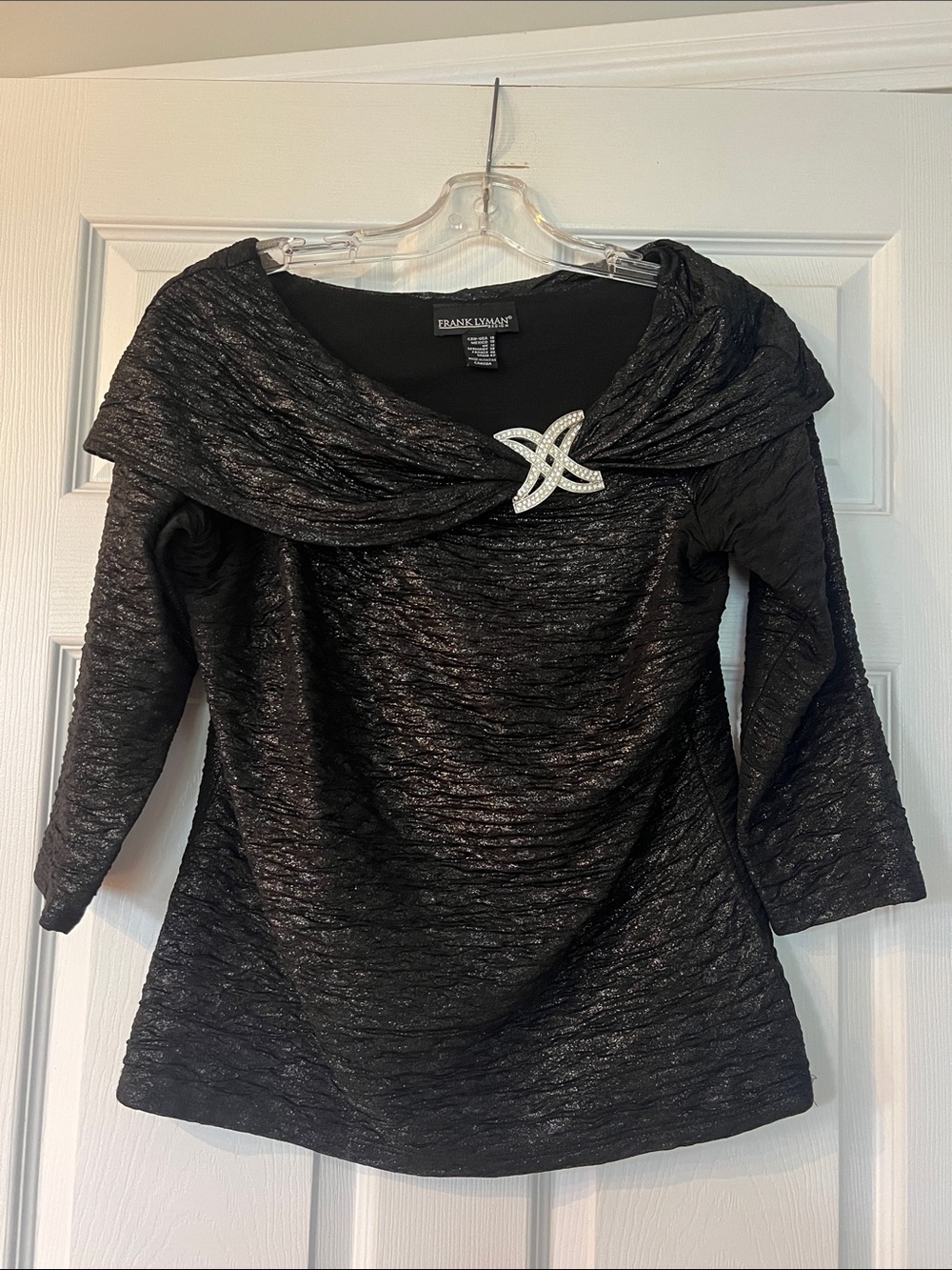 Frank Lyman Design Black Evening Top with Subtle Shine